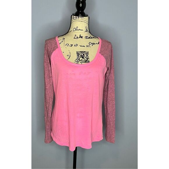 Victoria’s Secret Pink Long Sleeve Scoop Tee Marled Pink/Pink Size Medium - Picture 1 of 7